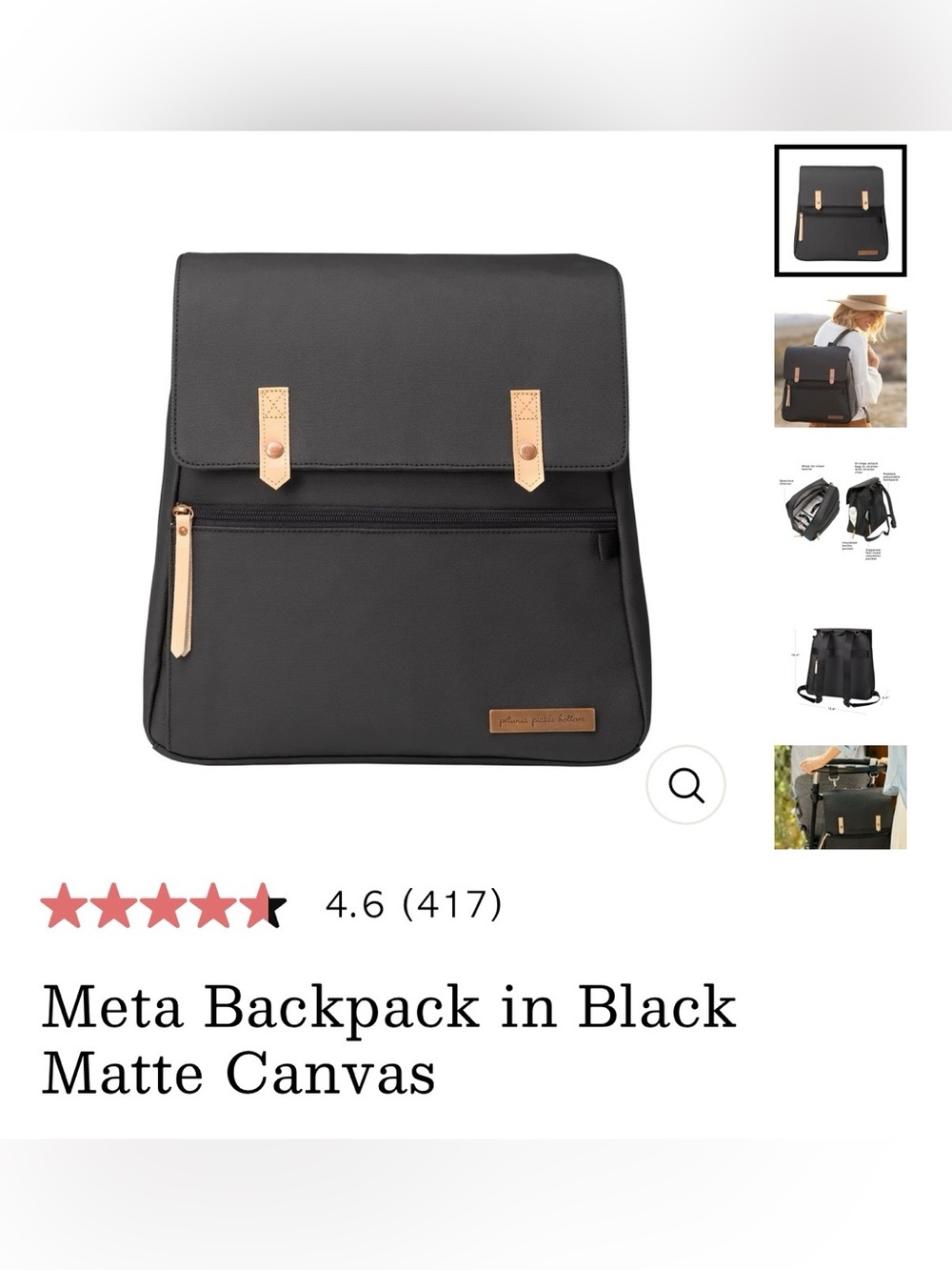 Petunia Pickle Bottom Meta Backpack in Black Matte Canvas